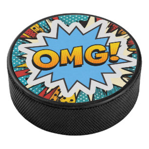 Attraktive auffallende Graffiti-Pop-Art OMG Eishockey Puck