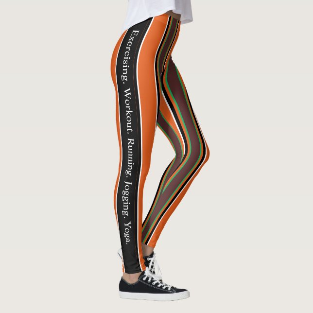Attraktive Farben l Orange und grüne Streifen Leggings (Rechts)