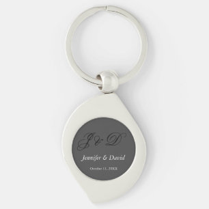 Attraktive Kalligrafie-Schrift-Monogramm-Hochzeit Schlüsselanhänger