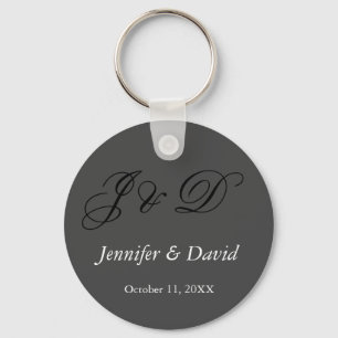 Attraktive Kalligrafie-Schrift-Monogramm-Hochzeit Schlüsselanhänger