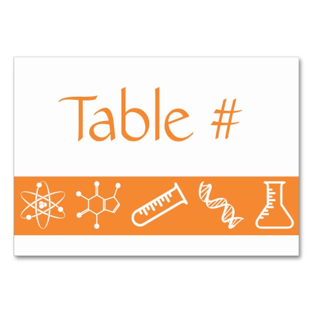 Attraktive Kräfte in Orange Table Card Tischnummer (Vorderseite)