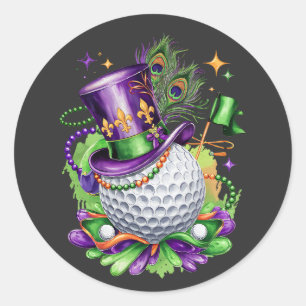Attraktive Mardi Gras Mix Golf Kostüm Festlich Runder Aufkleber