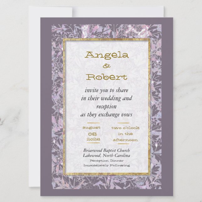 Attraktive Mauve Floral Wedding Einladung (Vorderseite)