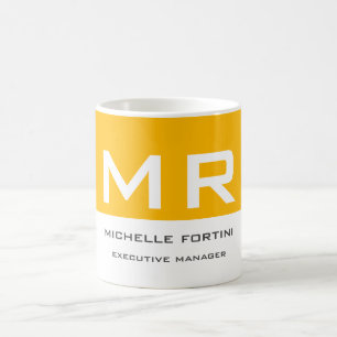 Attraktive Mit Monogramm gelbe Farbe Weiß Ihr Name Kaffeetasse