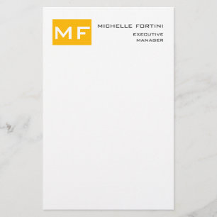 Attraktive Monogram gelb weiß Moderne Minimalistis Briefpapier