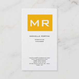 Attraktive Monogram gelb weiß Moderne Minimalistis Visitenkarte