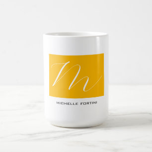 Attraktive Monogram gelb weiß Moderne Schlicht Kaffeetasse