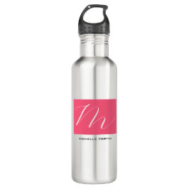 Attraktive Monogram Pink White Modern Schlicht Edelstahlflasche