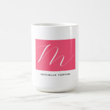 Attraktive Monogram Pink White Modern Schlicht