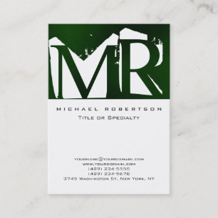 Attraktive Monogram White Green Cool Business Card Visitenkarte