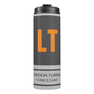Attraktive Monogramm Grau Schlicht Thermosbecher