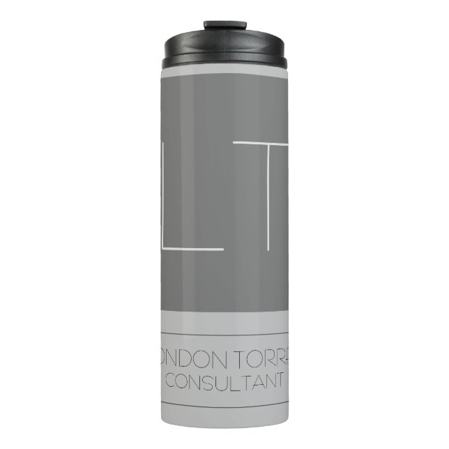 Attraktive Monogramm Grau Schlicht Thermosbecher (Vorderseite)