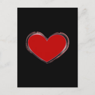 Attraktive rote Herz-Schwarz-Pop-Art-Liebe-Postkar Postkarte