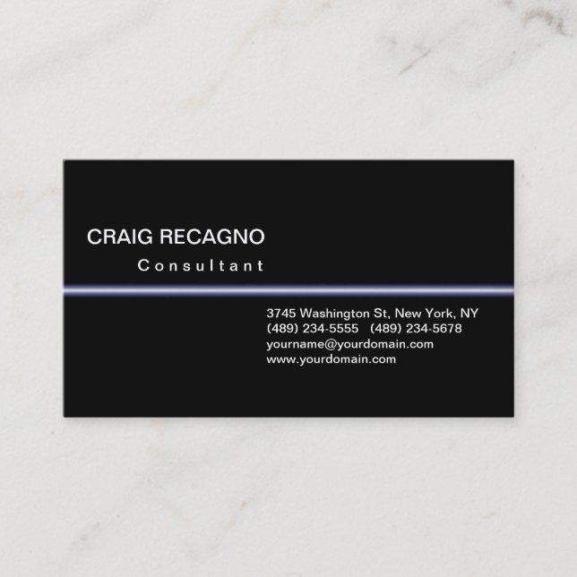 Attraktive Schwarz-weiß Blue Business Card Visitenkarte (Vorderseite)