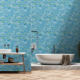 Attraktive Wasserfarbe Blaue Welle Tapete