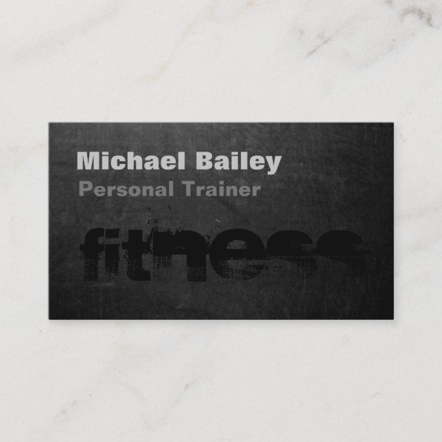 Attraktiver Black Gray Chalkboard Personal Trainer Visitenkarte (Vorderseite)