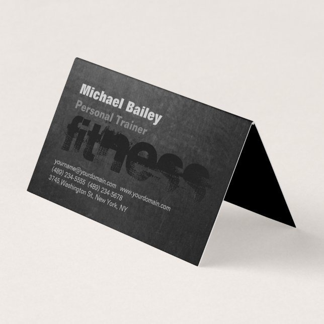 Attraktiver Black Gray Chalkboard Personal Trainer Visitenkarten (Vorderseite)