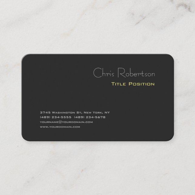 Attraktiver, grau-gelber Chic Sharp Modern Visitenkarte (Vorderseite)