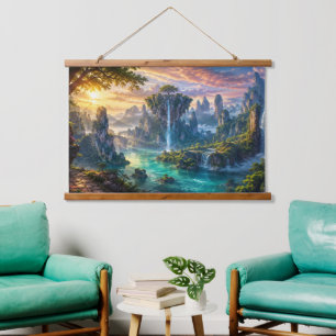 Attraktives benutzerdefiniertes Naturbild Wandteppich Mit Holzrahmen