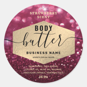 Attraktives glitzerndes Schrift-Körperbutter-Label Runder Aufkleber