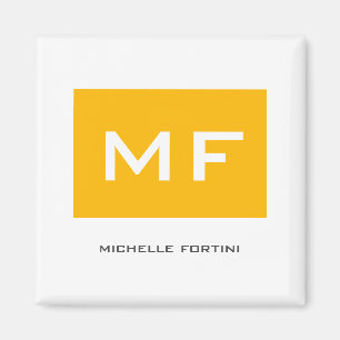 Attraktives Monogramm Gelb Weiß Ihr Name Magnet