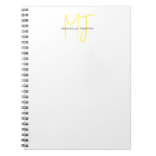 Attraktives Monogramm Gelb Weiß Modern Minimalisti Notizblock