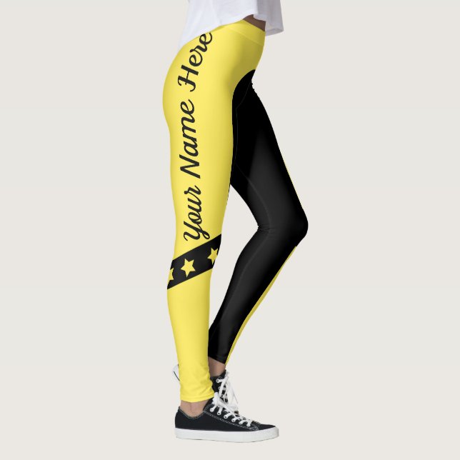 Attraktives Schwarz und Gelb Leggings (Rechts)