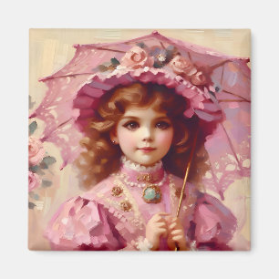 ~ Attraktives Vintages Mädchen ~ Parasol ~ Magnet