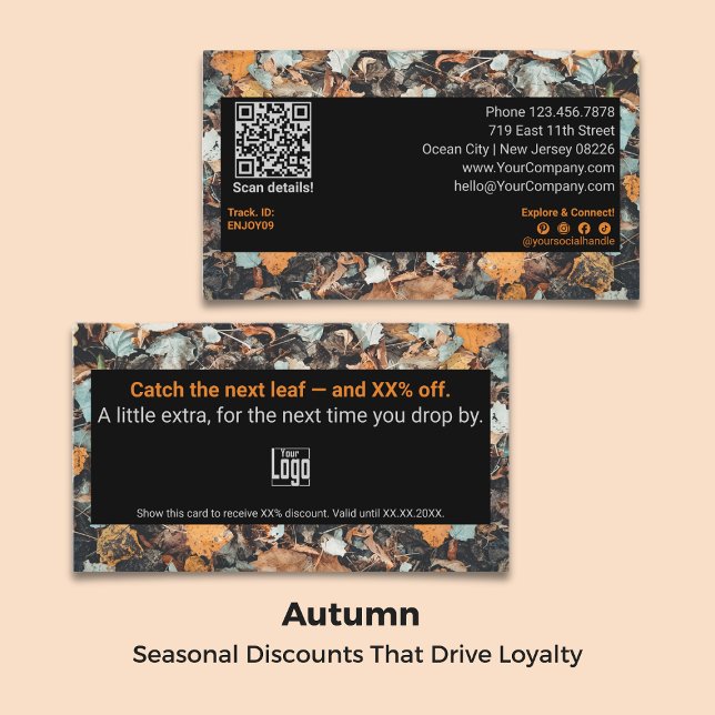 Attrapez La Feuille Suivante - Et XX% De Réduction (Catch The Next Leaf - And XX% Off Seasonal Autumn Discount Card)