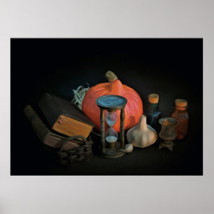 Attributs Halloween préparés sur un tableau