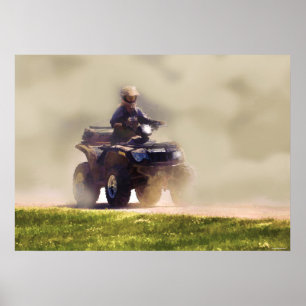 ATV All Terrain Vehicle and Dust, Fun Art Poster