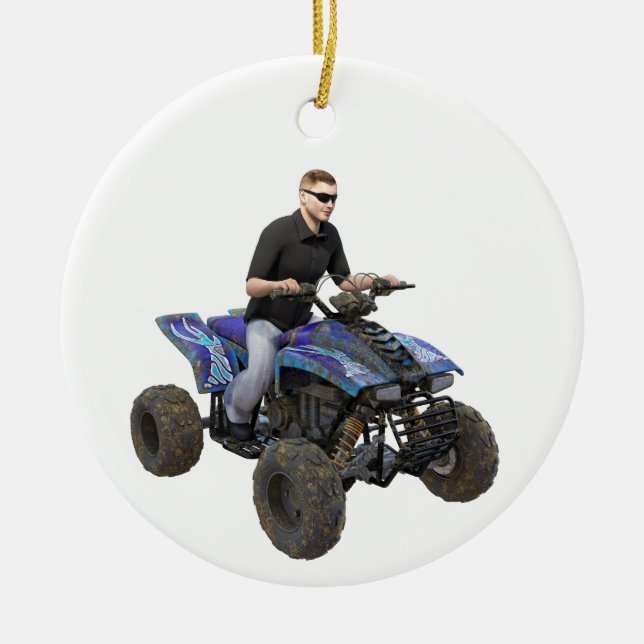 ATV Blue Mud Rider Keramik Ornament (Vorne)