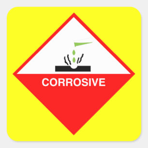 Ätzendes Warnzeichen - gefährliche Kunst Quadratischer Aufkleber