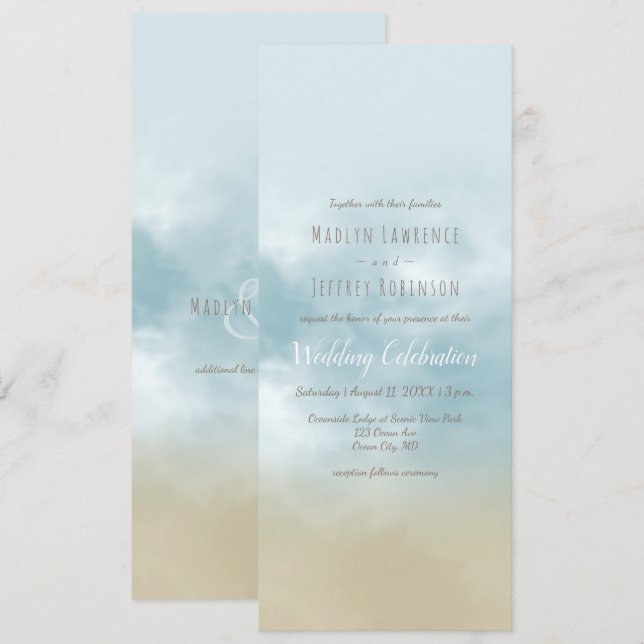 Au bord de l'océan surf plage invitation de mariag (Devant / Derrière)