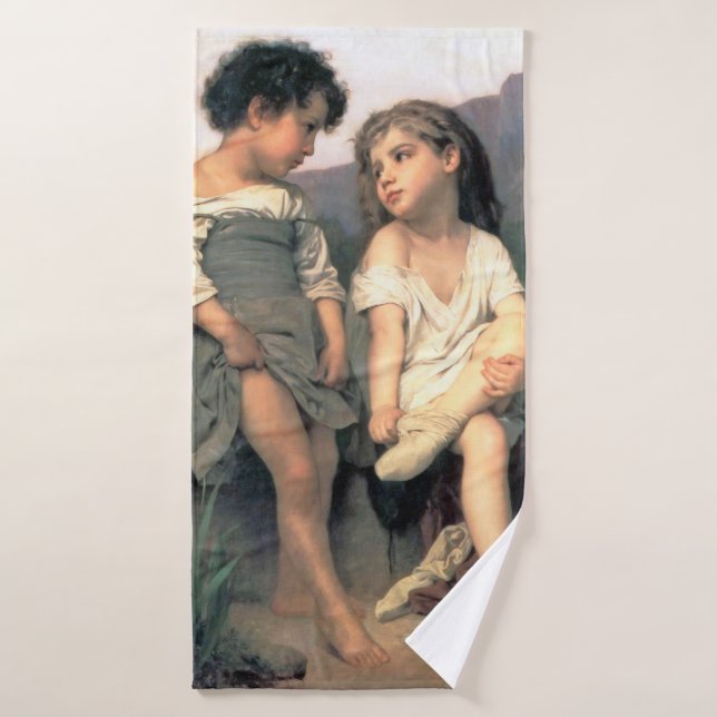 Au bord du ruisseau, Bouguereau (Serviette de bain)