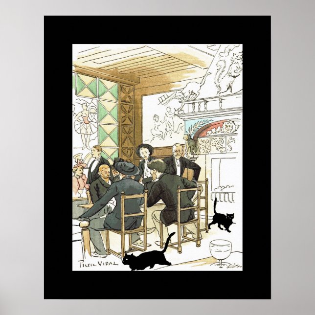 Au Chat Noir ~ An der Black Cat ~ Pierre Vidal Poster (Vorne)