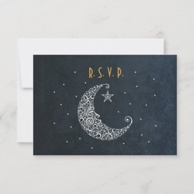 Au-dessus de la carte RSVP mariage Lune II (Devant)