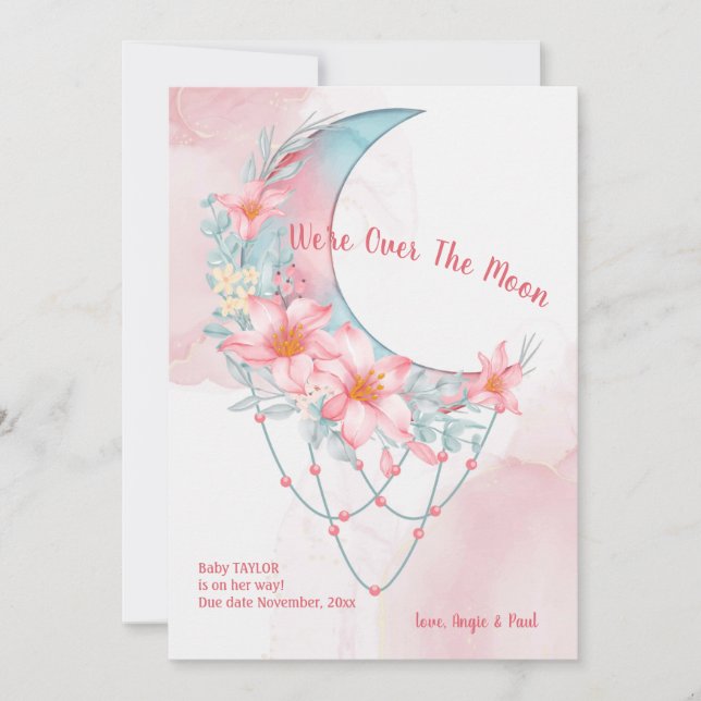 Au-dessus de la Faire-part de grossesse florale de (Devant)