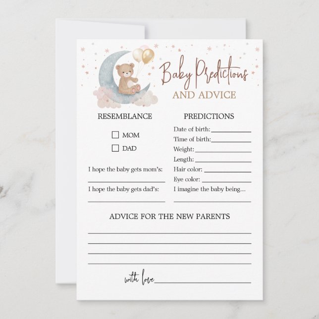 Au-dessus de la Lune Baby prédictions et carte de  (Devant)