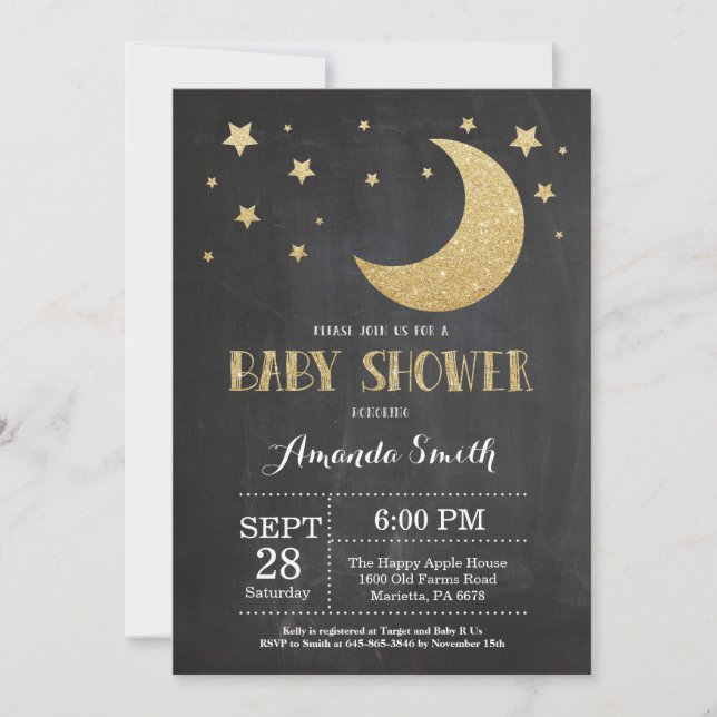 Au-dessus de la Lune Baby shower Invitation Partie (Devant)