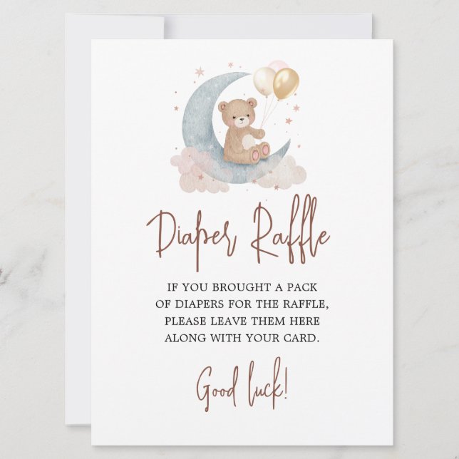Au-dessus de la lune Diaper Raffle Carte de jeu Te (Devant)