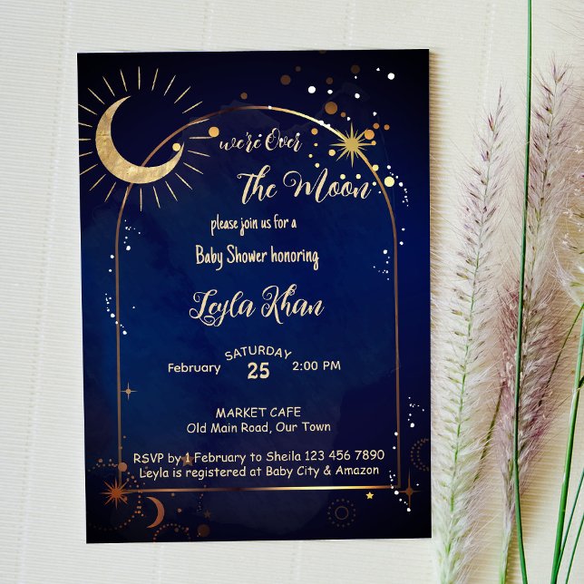 Au-dessus de la lune étoile Baby shower invitation (Créateur téléchargé)