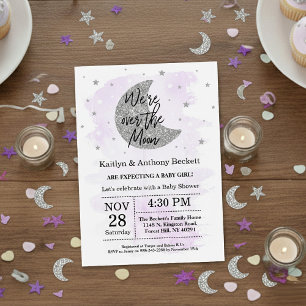 Au-Dessus De La Lune   Invitation au Baby shower n