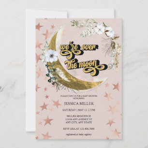Au-dessus de la lune   Invitation Baby shower Star