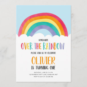 Au-dessus de Rainbow Blue Boy Invitation d'anniver