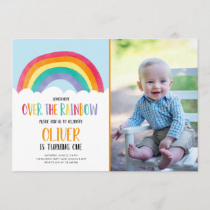 Au-dessus de Rainbow Blue Boy Invitation d'anniver