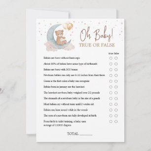 Au-dessus du Baby shower Lune Carte de jeu Vrai ou
