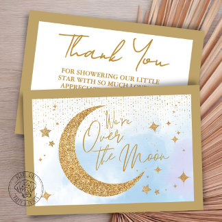 Au-dessus du Baby shower Lune Carte de remerciemen