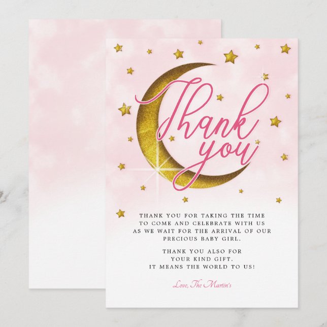 Au-Dessus Du Carte de remerciements De Baby shower (Devant / Derrière)