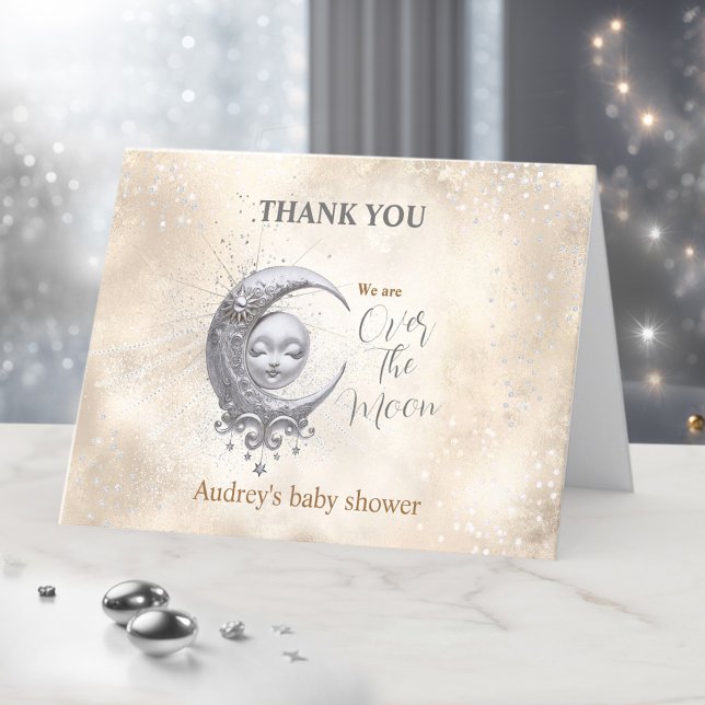 Au-Dessus Du Carte de remerciements De Baby shower (Over The Moon Neutral Baby Shower Thank You Card)